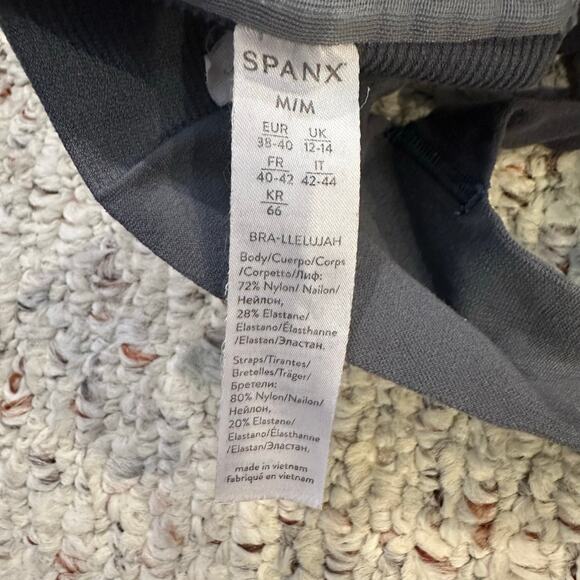 Spanx Womens M Bra llelujah! Unlined Bralette Bra Gray Black Wireless Wire Free - Picture 4 of 5